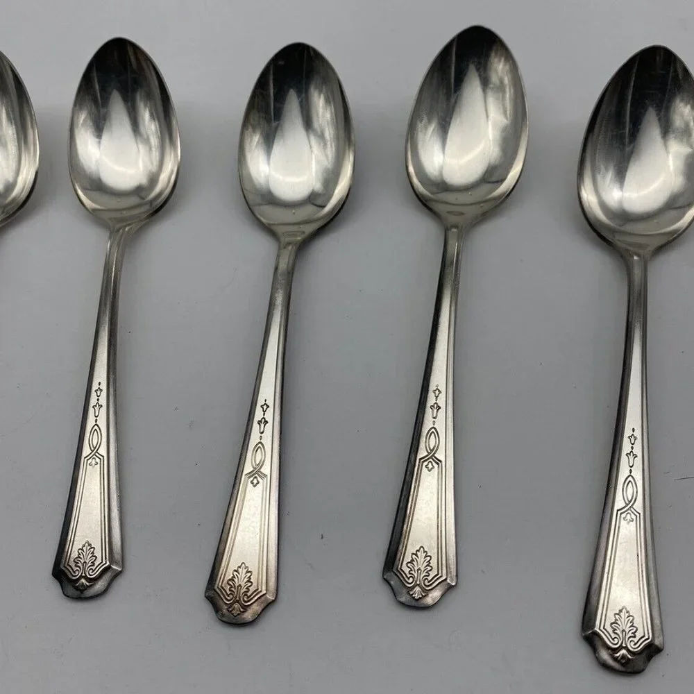 Vintage 1922 Oneida Community Beverly Teaspoons Set Of 12 Silverplate‎ Art Deco